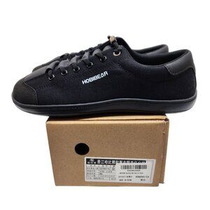Hobibear Mens Black Casual Sneakers Size 9.5 Canvas & Faux Leather Low Top